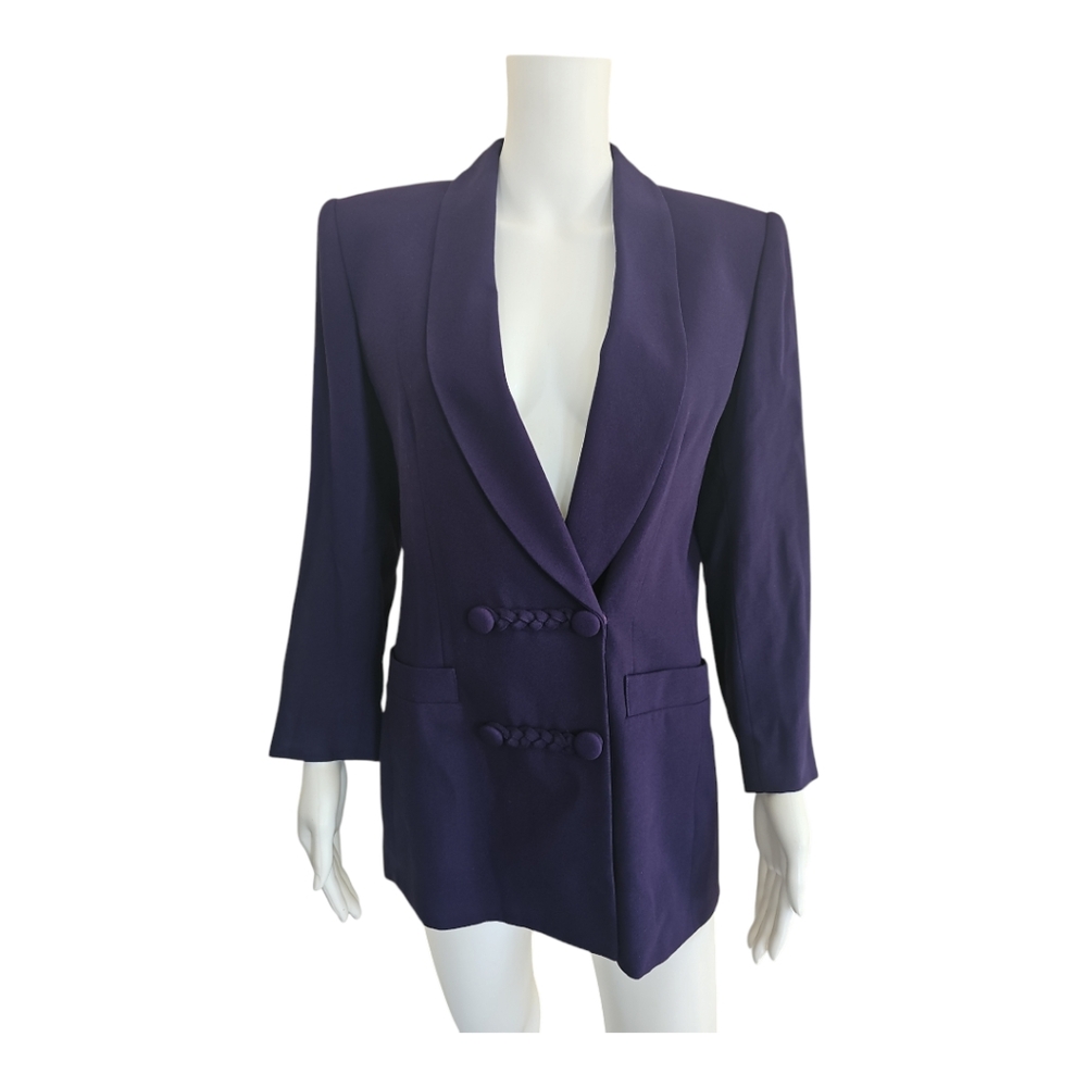Kasper Purple Snap Button Jacket Vintage Academia Aesthetic ASL Size 4